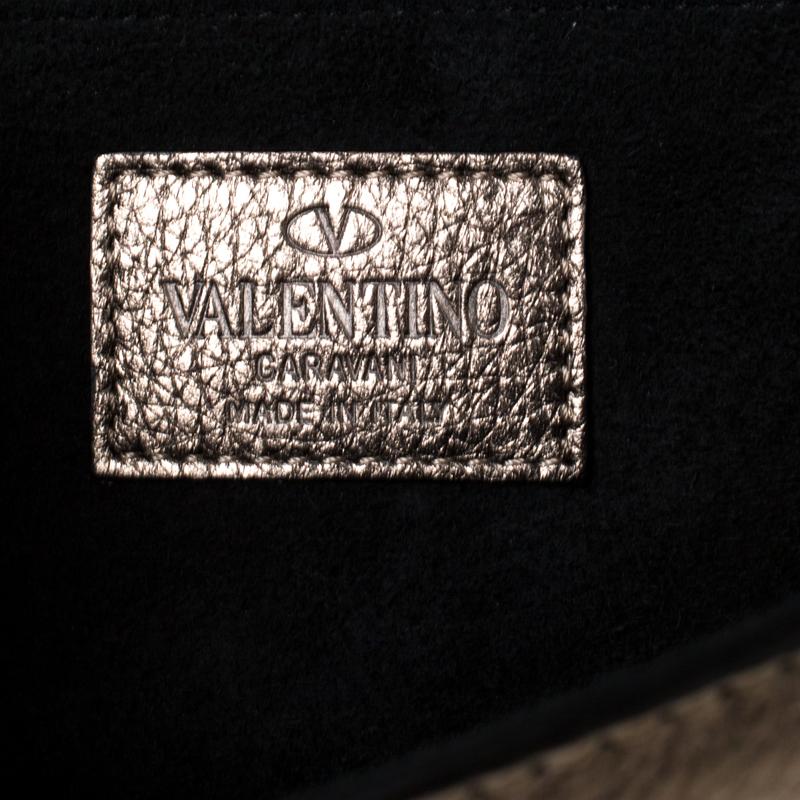 Valentino Metallic Leather Rockstud Medium Glam Lock Flap Bag 2
