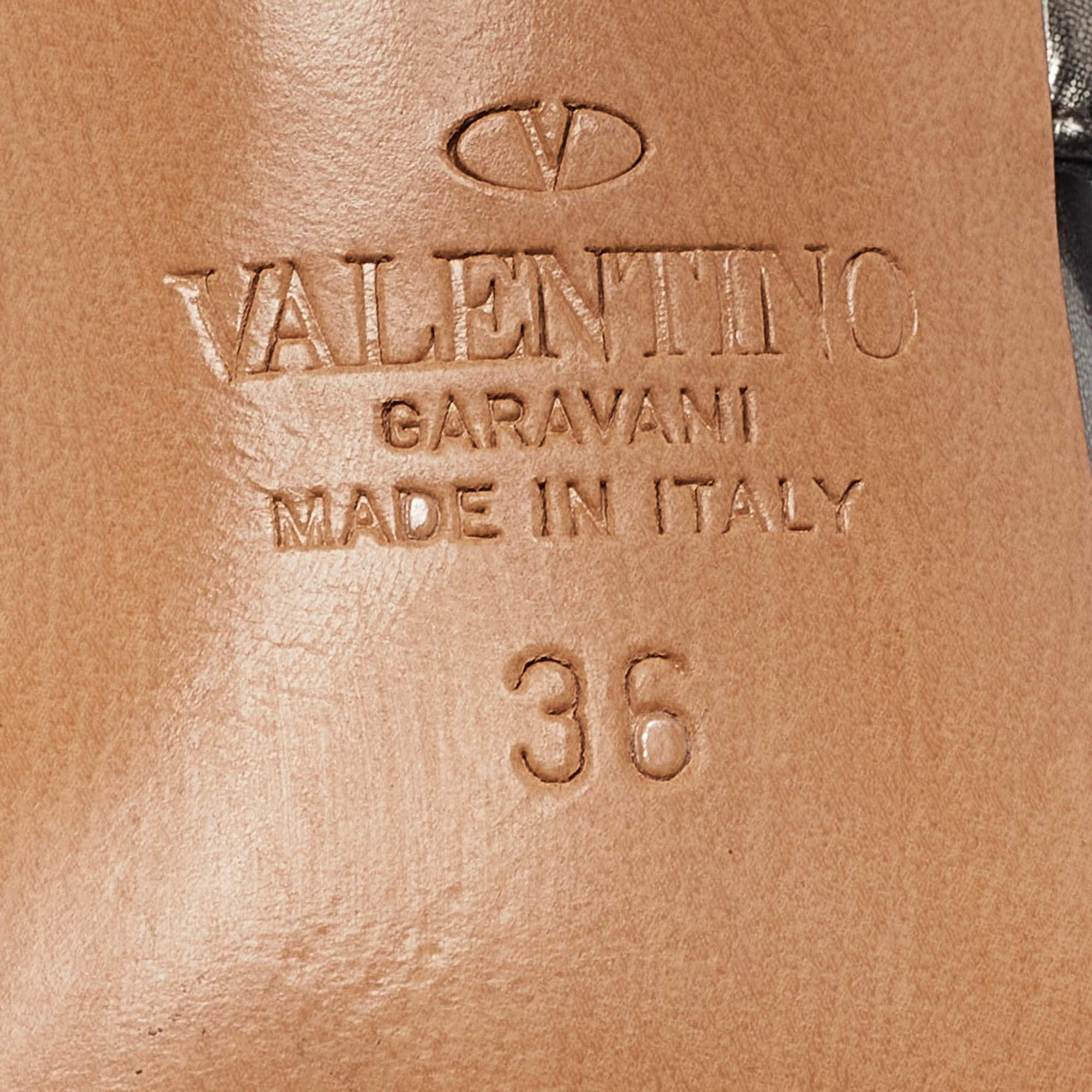 Valentino Metallic Leather Rockstud Pumps Size 36 For Sale 3