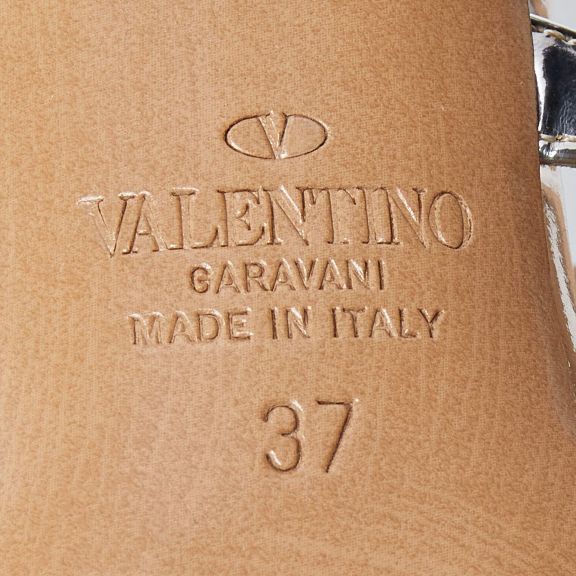 Valentino Metallic Leather Rockstud Slides Size 37 3