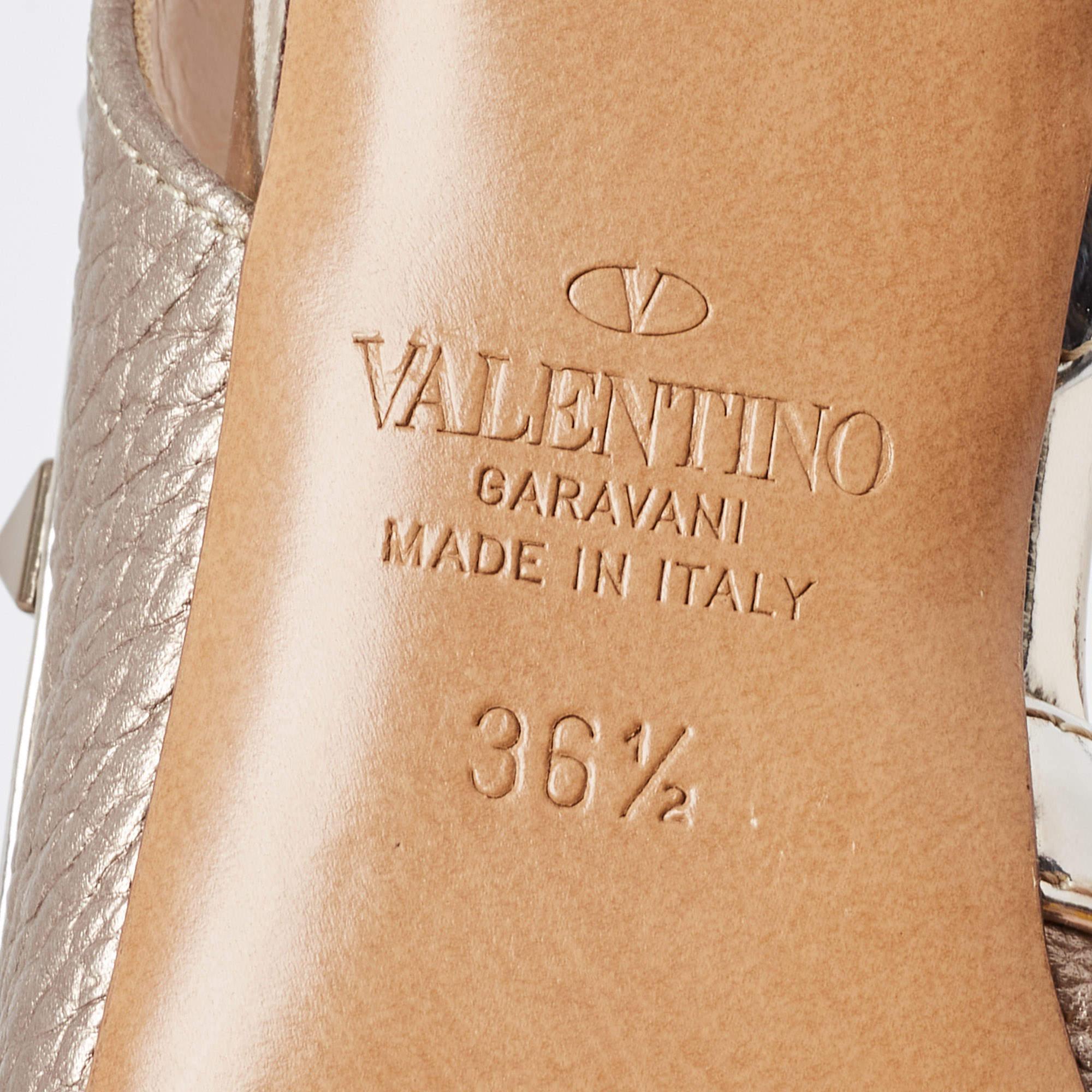 Valentino Metallic Leather Rockstud Slingback D'orsay Pumps Size 36.5 1