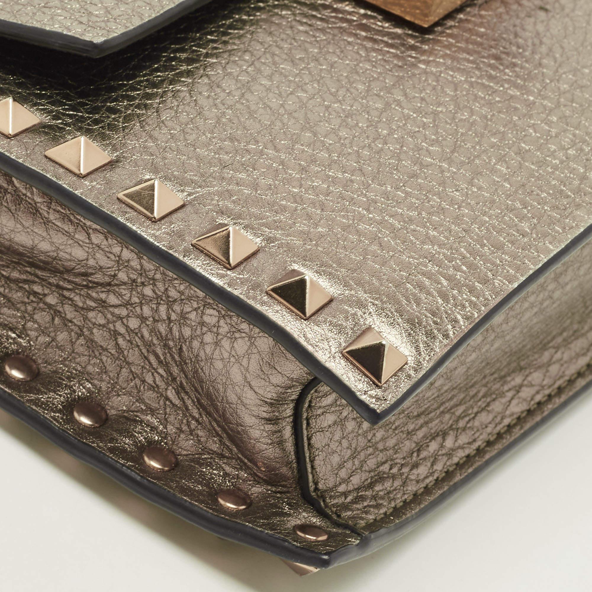 Valentino Metallic Leather Small Rockstud Crossbody Bag 11