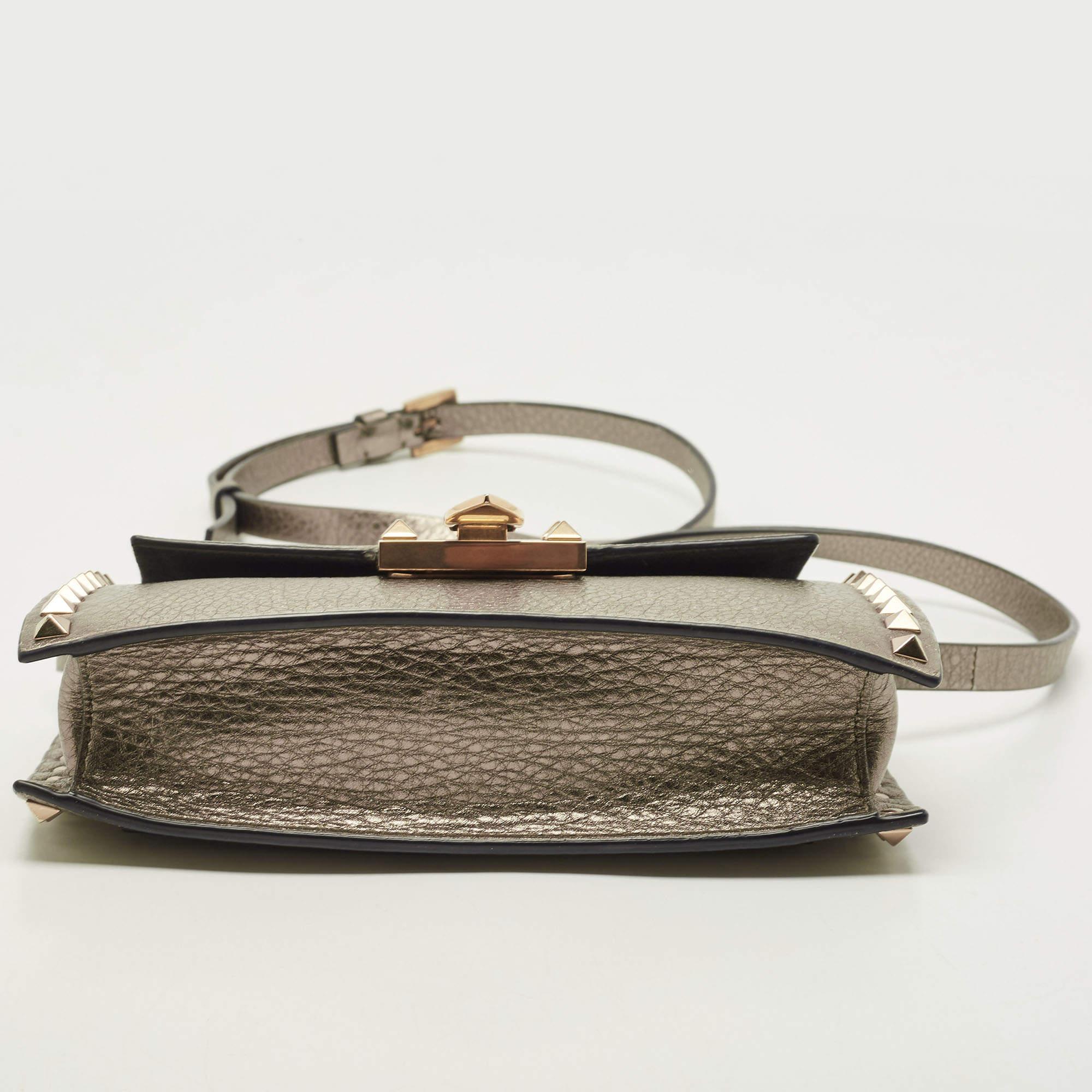 Women's Valentino Metallic Leather Small Rockstud Crossbody Bag