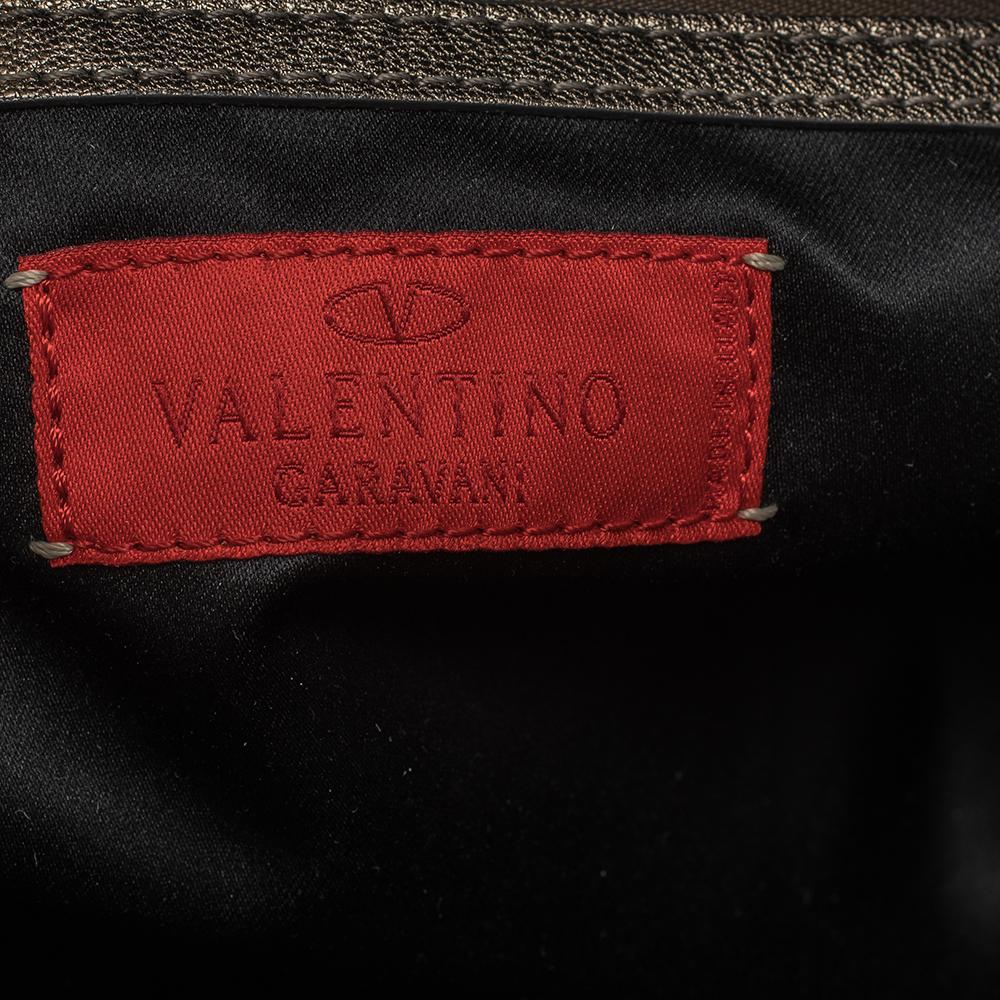 Valentino Metallic Leather Studded Satchel 4