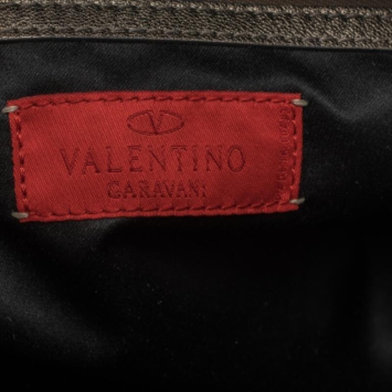 Donna Valentino Metallic Leather Studded Satchel in vendita