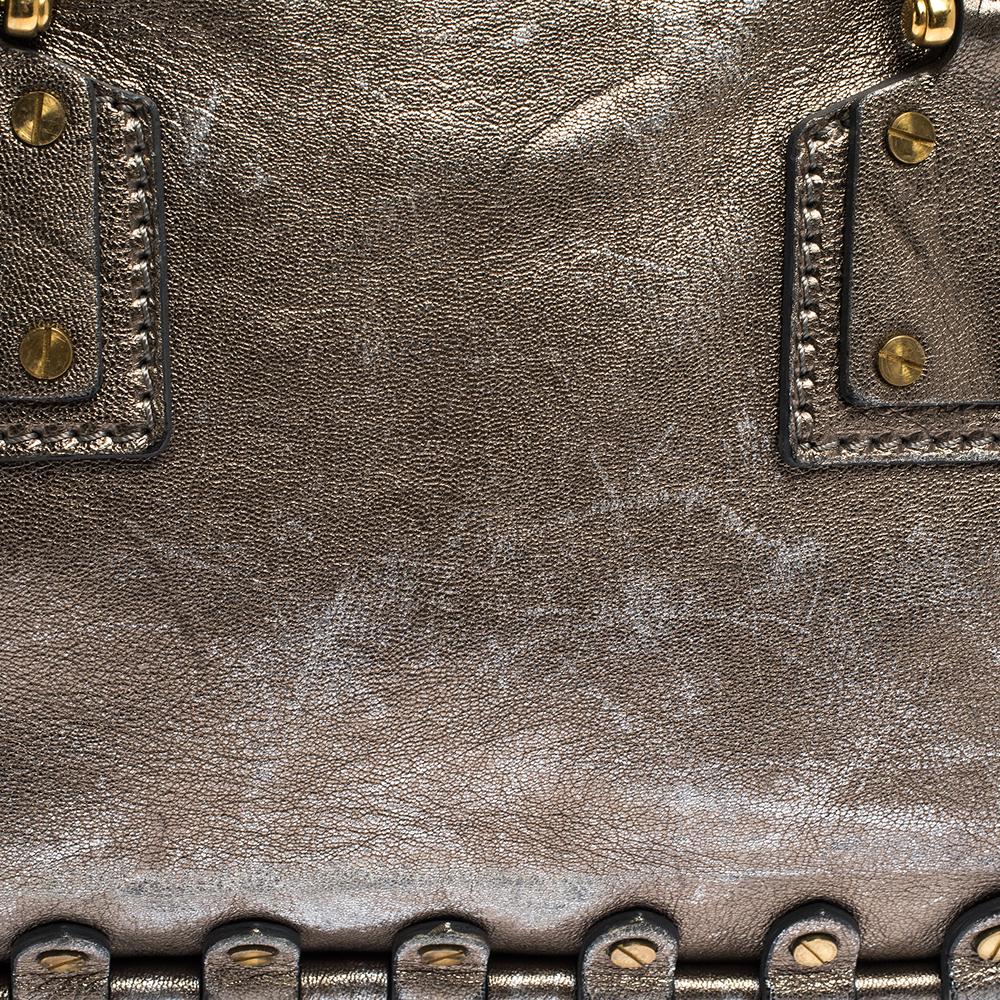 Valentino Metallic Leather Studded Satchel For Sale 1
