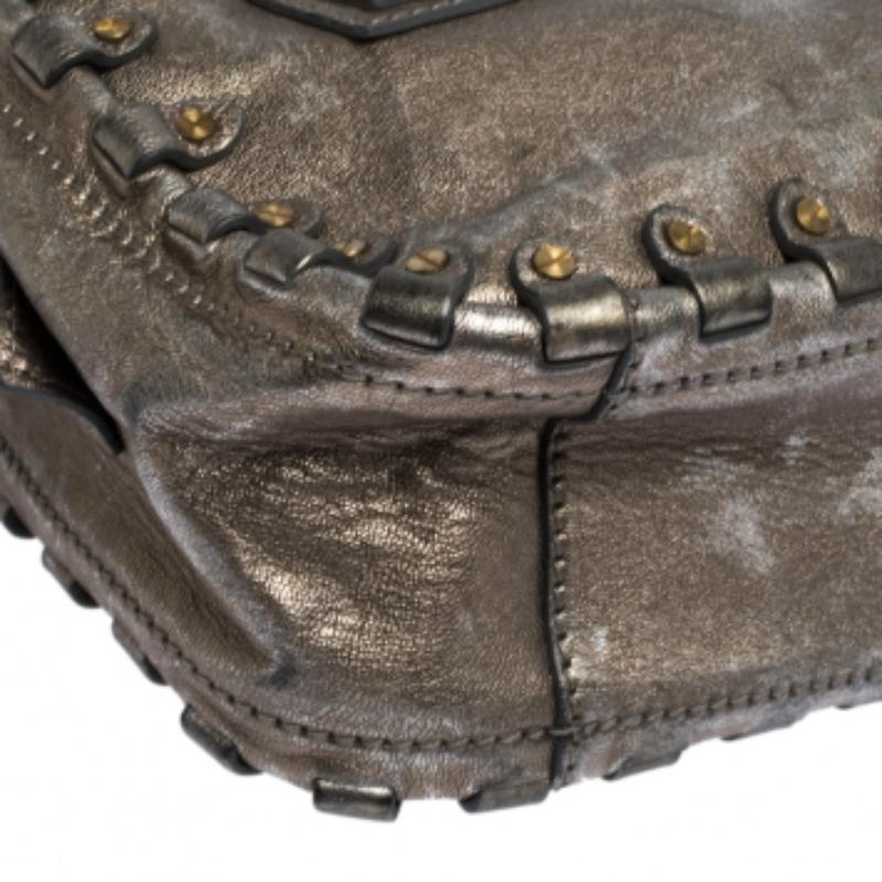 Valentino Metallic Leather Studded Satchel in vendita 3
