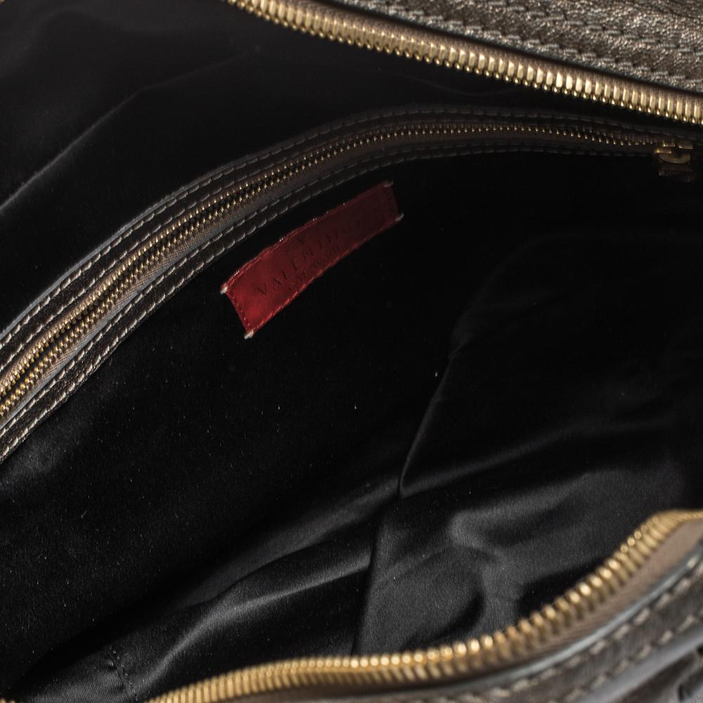 Valentino Metallic Leather Studded Satchel For Sale 4