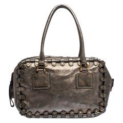 Valentino Metallic Leather Studded Satchel