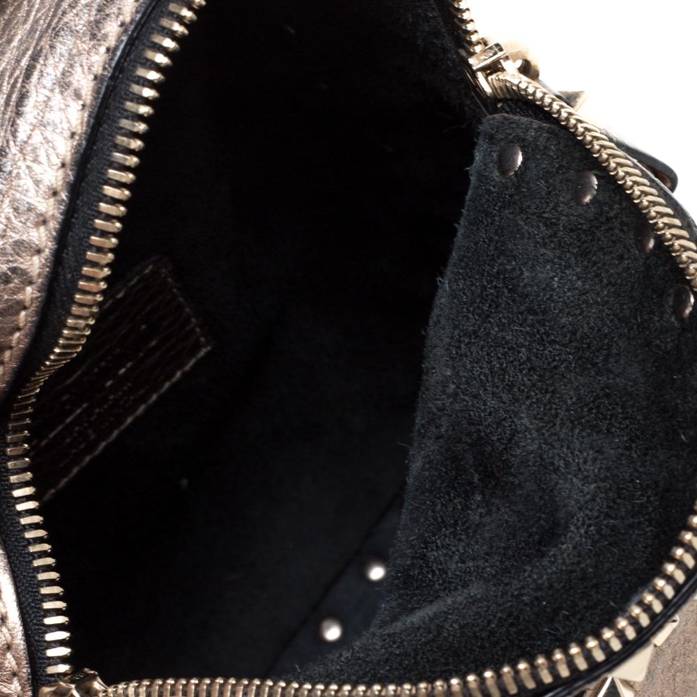 Women's Valentino Metallic Light Brown Leather Mini Rockstud Backpack