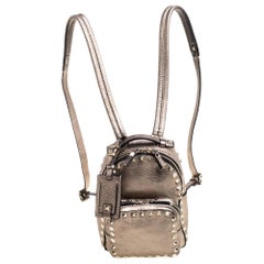 Valentino Metallic Light Brown Leather Mini Rockstud Backpack