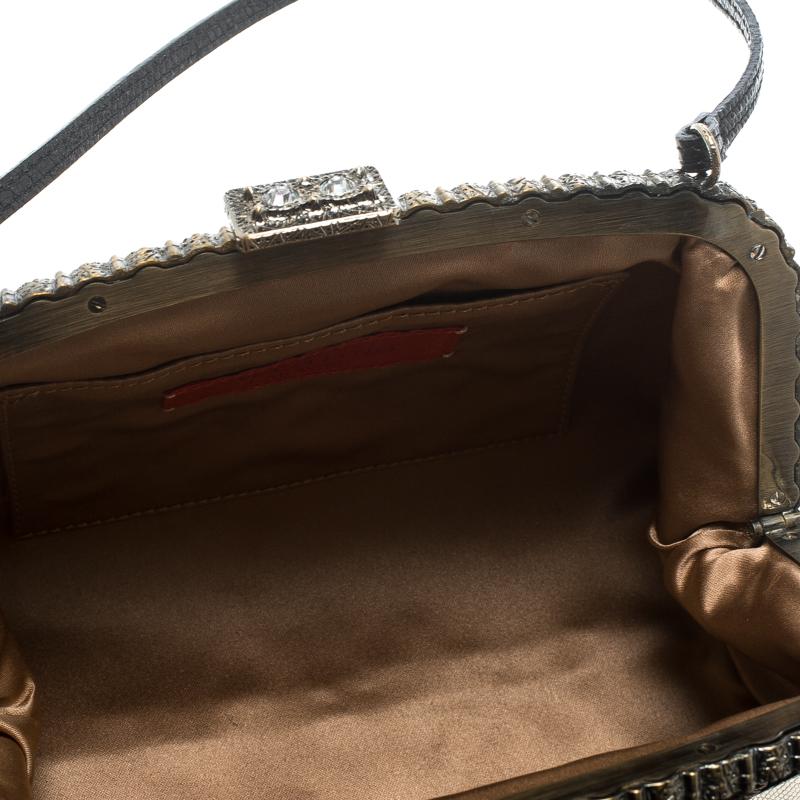 Women's Valentino Metallic Lizard Embossed Leather Crystal Embellished Bag