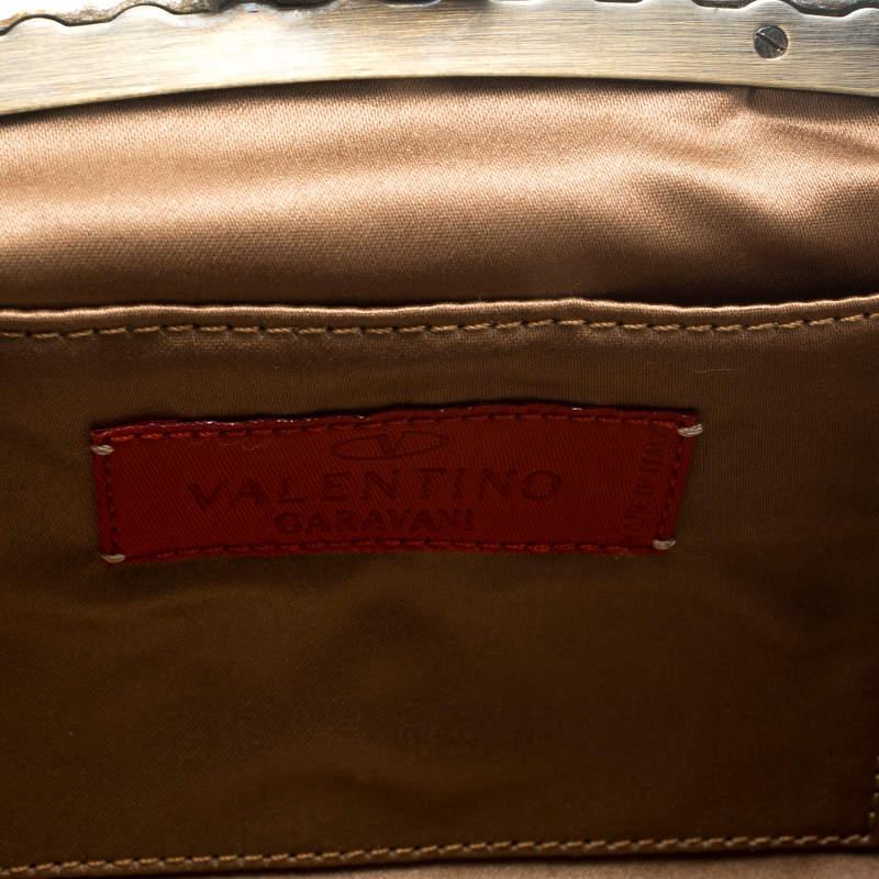 Valentino Metallic Lizard Embossed Leather Crystal Embellished Bag For Sale 4