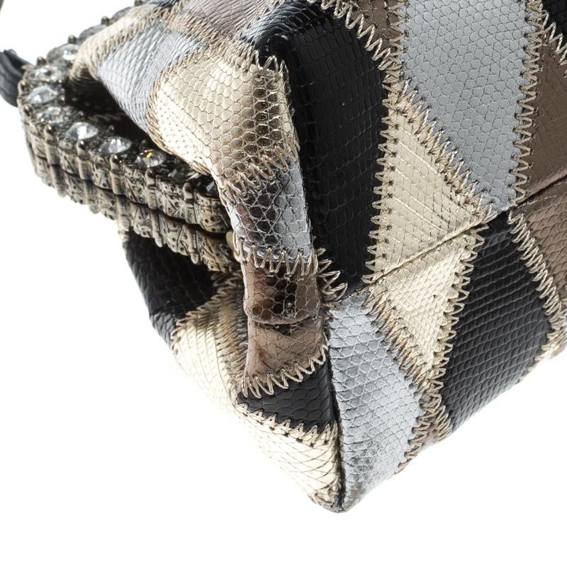 Valentino Metallic Lizard Embossed Leather Crystal Embellished Bag 2