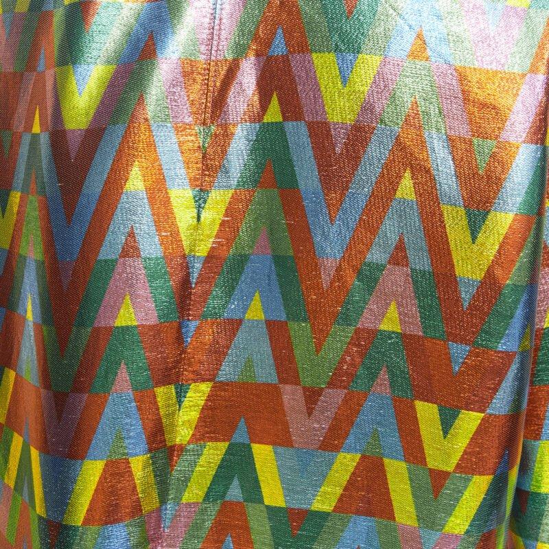VALENTINO metallic lurex graphic V rainbow scar tie collar blouse IT38 XS For Sale 6