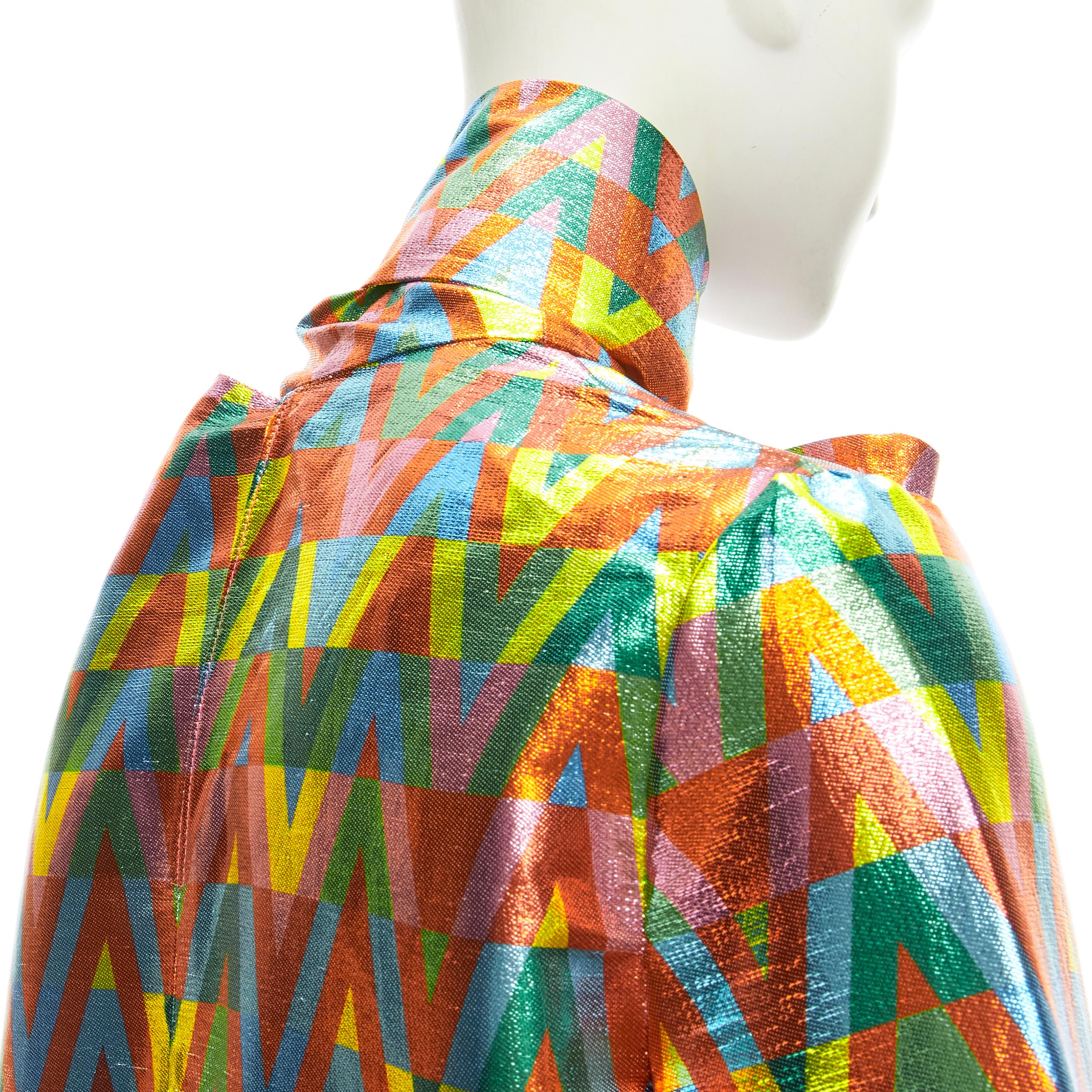 VALENTINO metallic lurex graphic V rainbow scar tie collar blouse IT38 XS For Sale 2