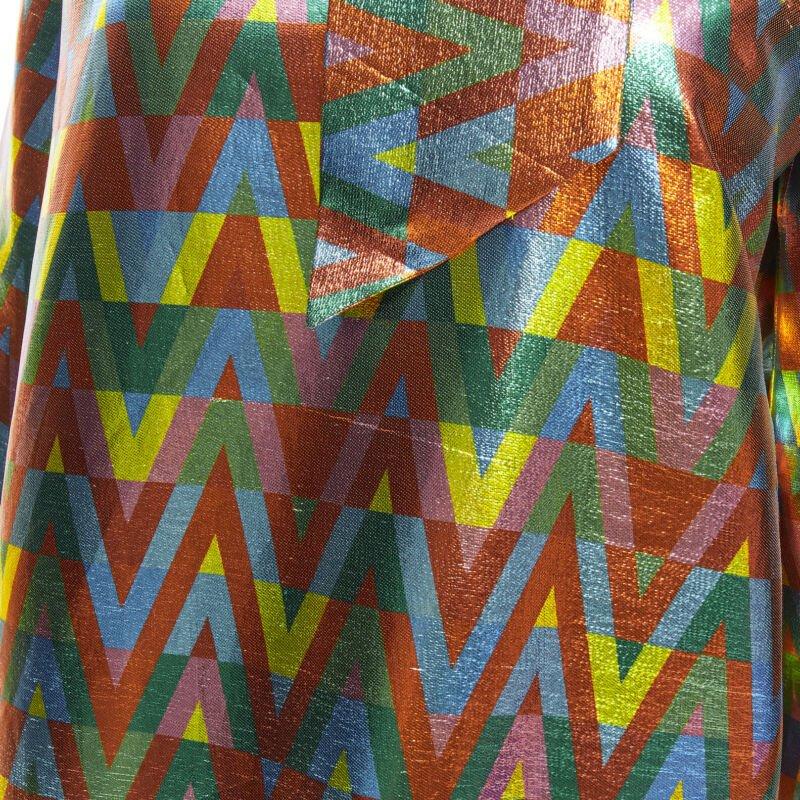 VALENTINO metallic lurex graphic V rainbow scar tie collar blouse IT38 XS For Sale 5