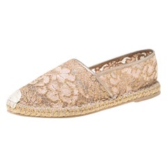 Valentino Metallic Pink Lace Espadrille Flats Size 40