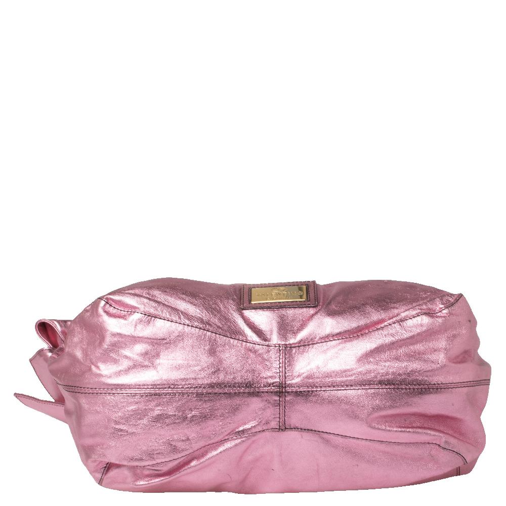 Valentino Metallic Pink Leather Nuage Bow Tote In Fair Condition In Dubai, Al Qouz 2
