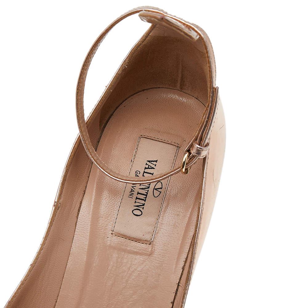 Valentino Metallic Pink Leather Tango Mary Jane Pumps Size 36.5 2