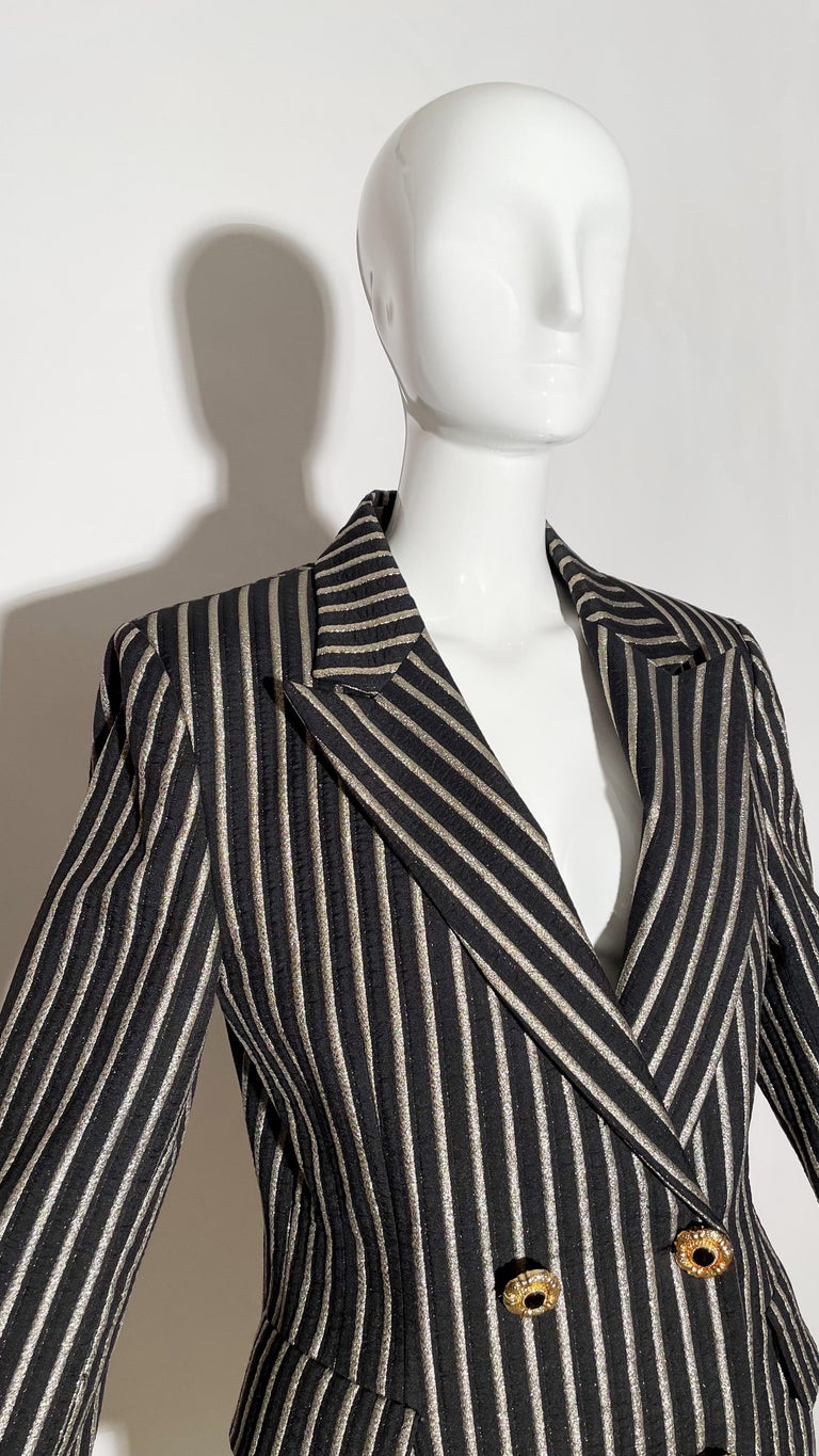 Précommande - Valentin Studio - Power Pinstripe Blazer 168064 - 100 - Black