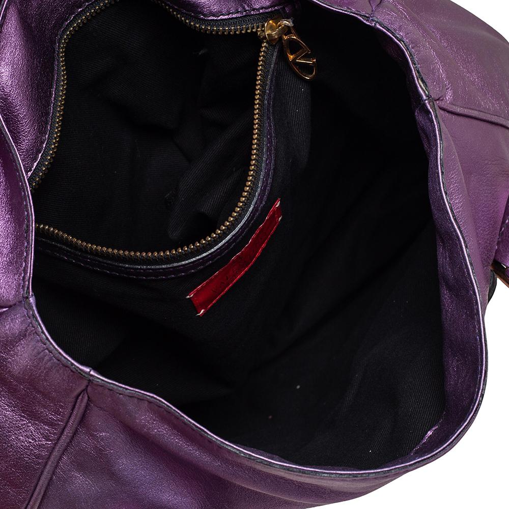 Valentino Metallic Purple Leather Histoire Satchel 3