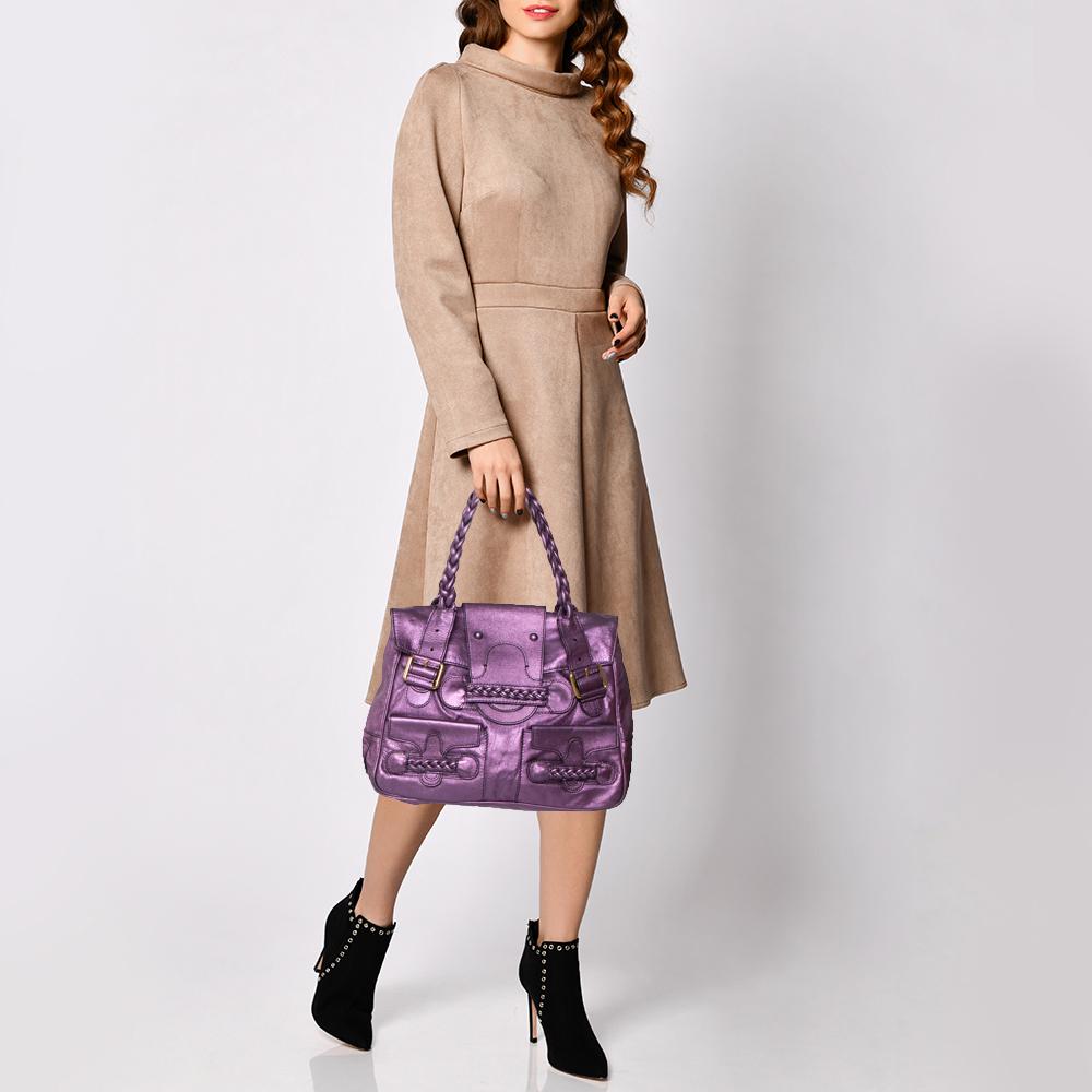 metallic purple purse