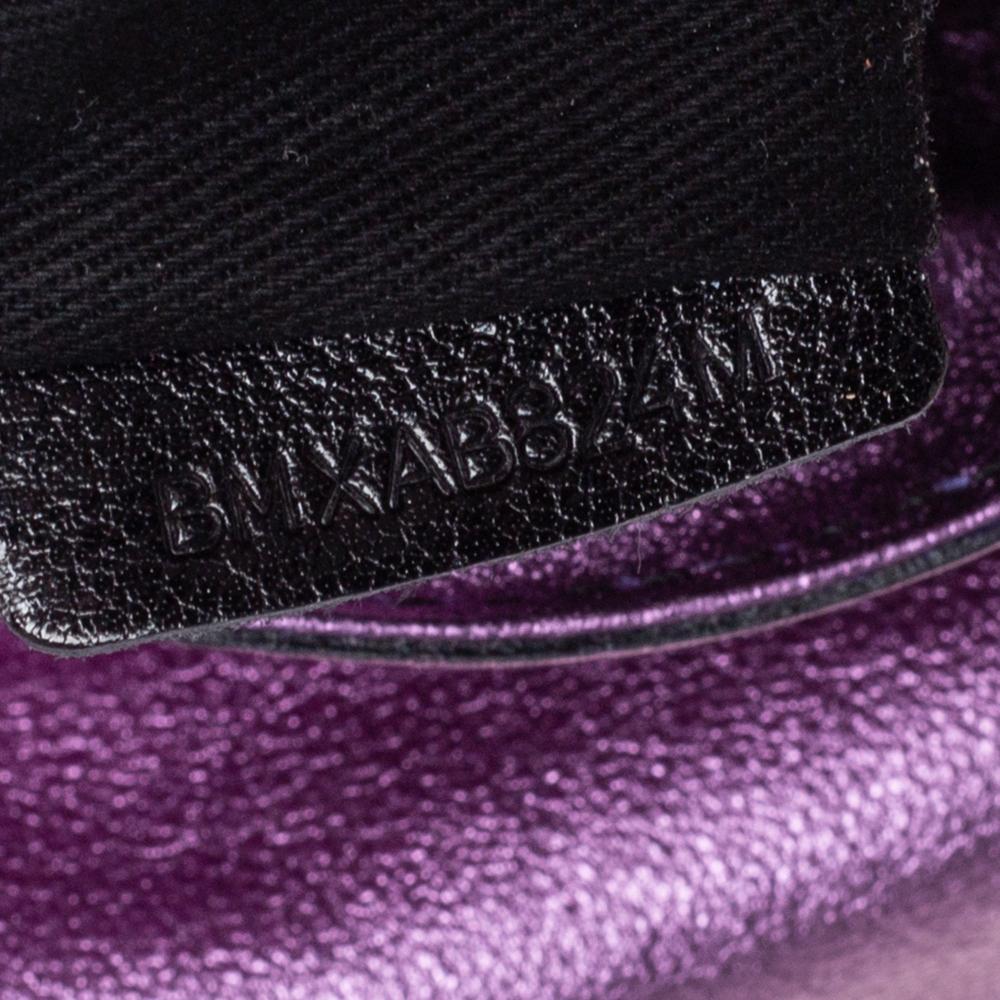 Gray Valentino Metallic Purple Leather Histoire Satchel