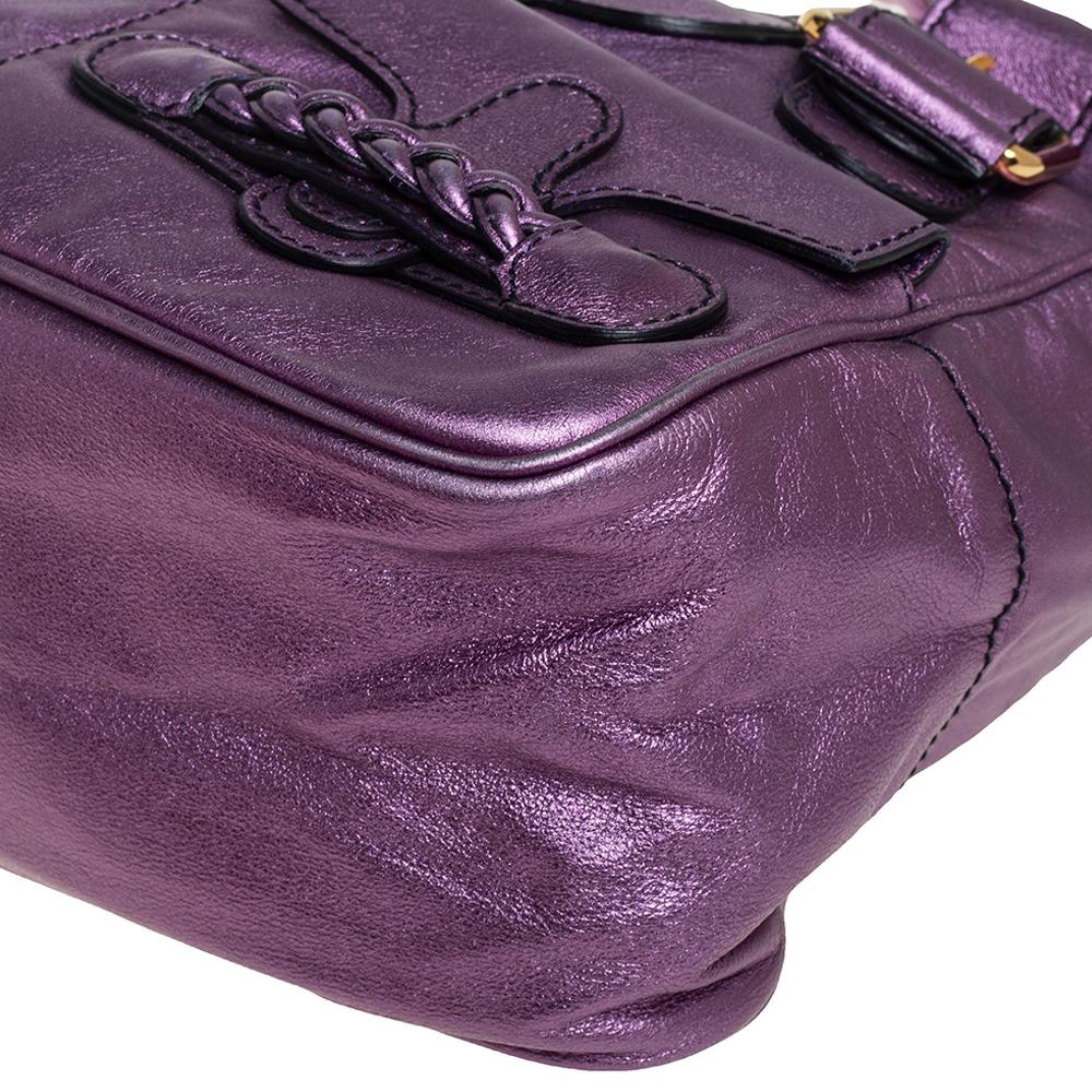 Women's Valentino Metallic Purple Leather Histoire Satchel