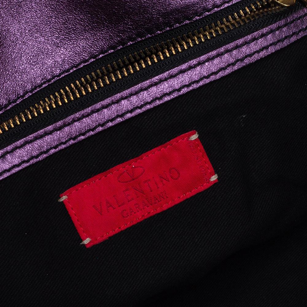 Valentino Metallic Purple Leather Histoire Satchel 1