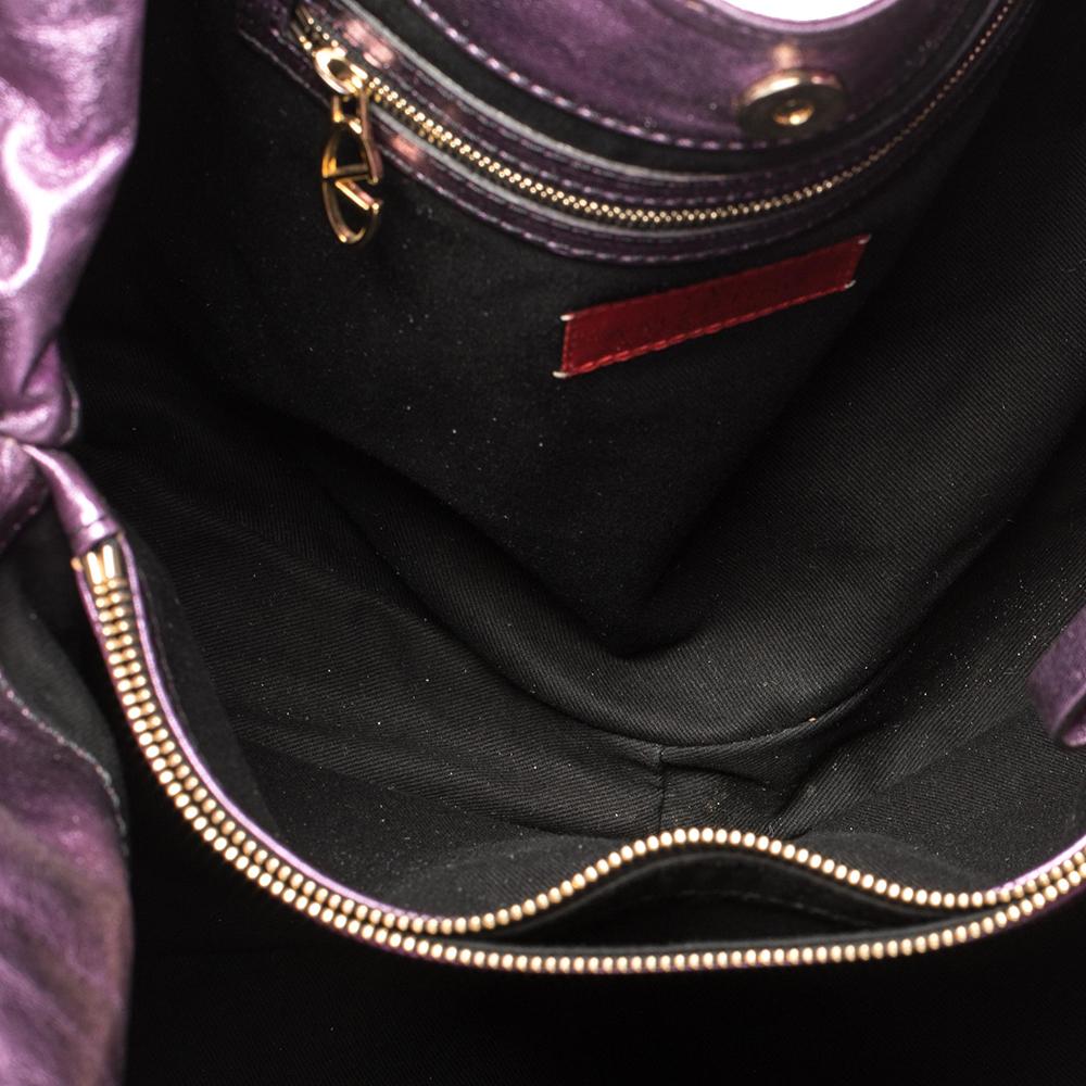 Valentino Metallic Purple Leather Nuage Bow Tote 2