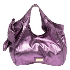 Valentino Metallic Purple Leather Nuage Bow Tote