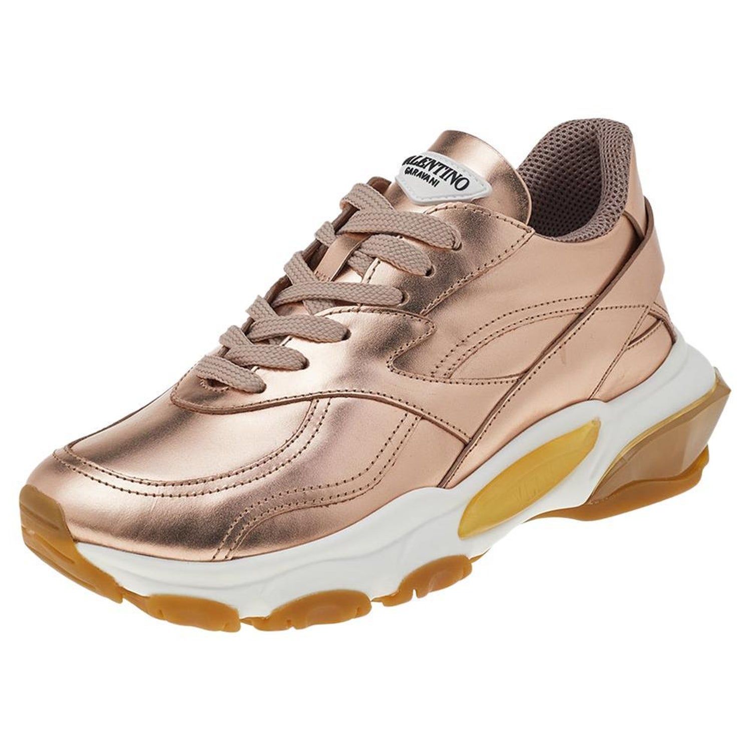 Valentino Metallic Rose Gold Leather Bounce Low Top Sneakers Size EU 41 For  Sale at 1stDibs | valentino rose gold sneakers