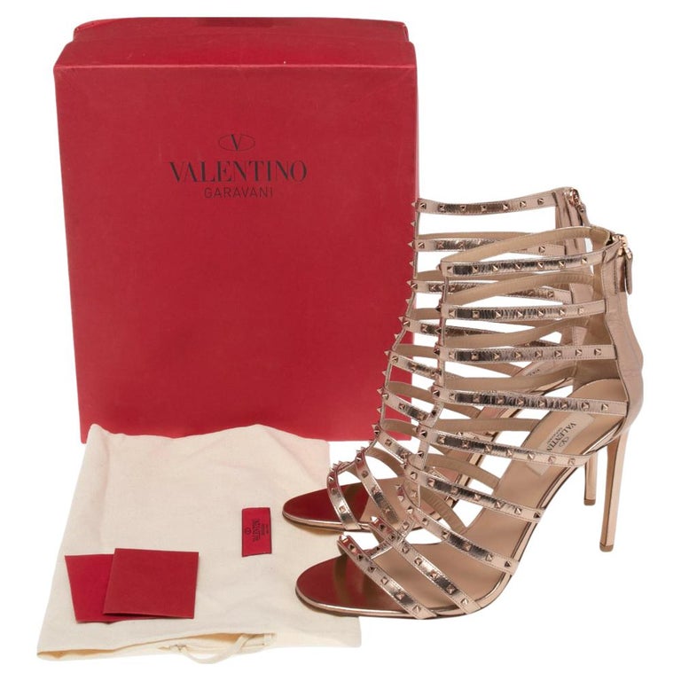 VALENTINO 26S HIGH HEEL SANDALS 105 MM IN METALLIC ROSE GOLD CALFSKIN