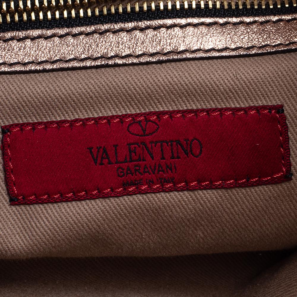 Valentino Metallic Rose Gold Leather Nuage Bow Tote 3