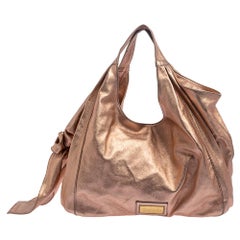 Valentino Metallic Rose Gold Leather Nuage Bow Tote