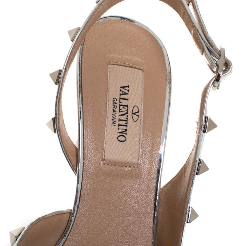 Women's Valentino Metallic Silver Leather  D'orsay Slingback Pointed Toe Sandal Size36.5