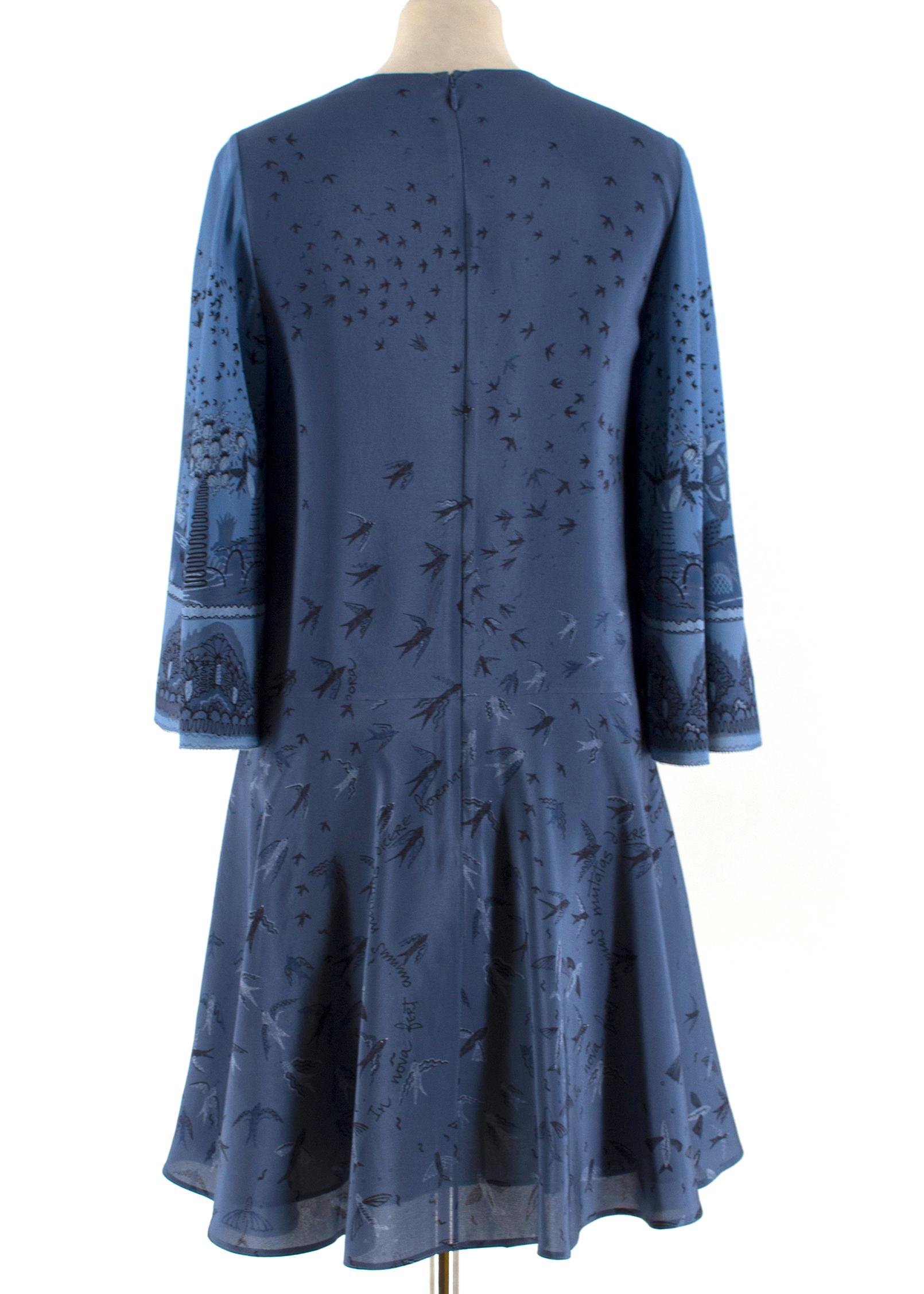 blue crepe dress
