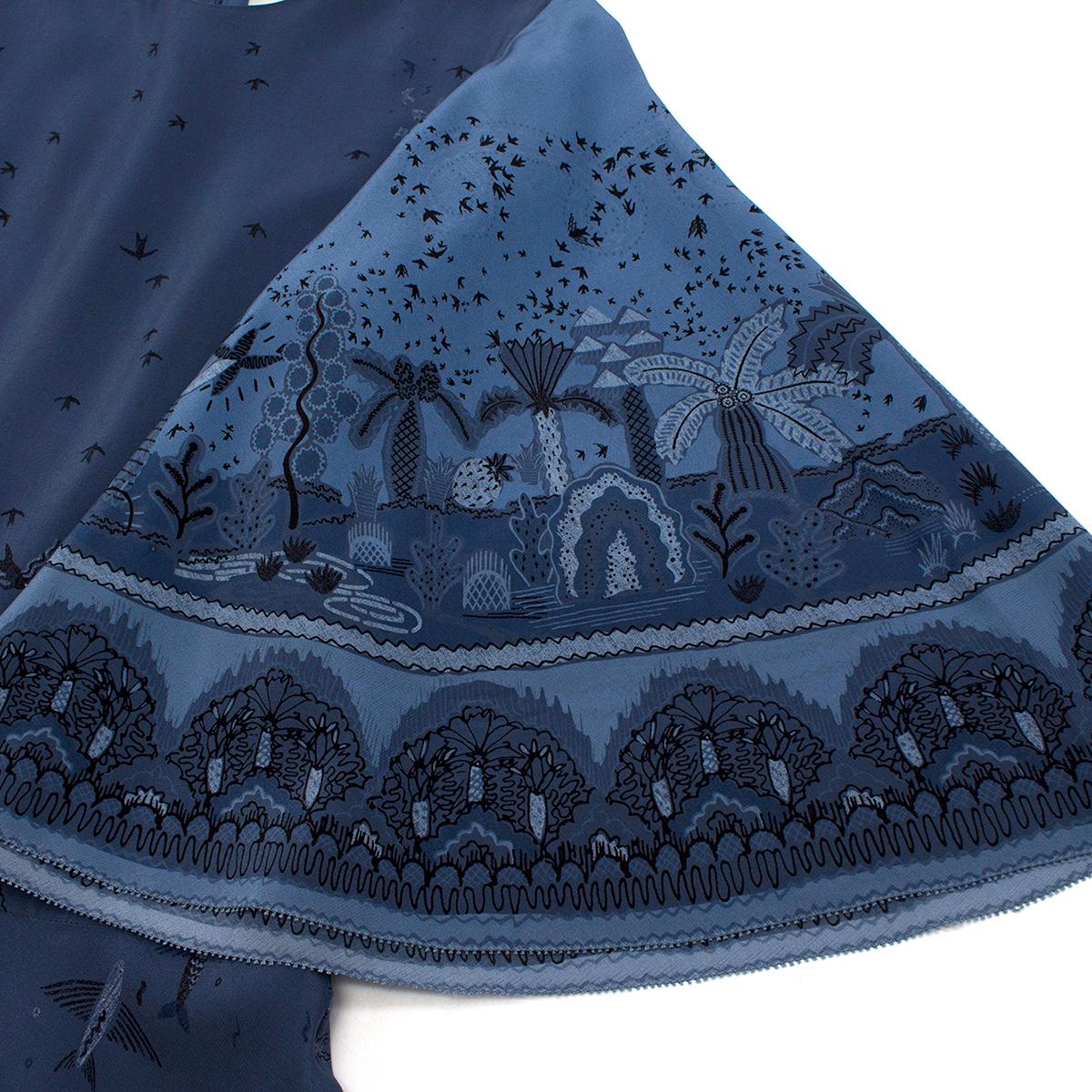Valentino Metamorphosis Blue Crepe de Chine Mini Dress US 2 In Excellent Condition For Sale In London, GB