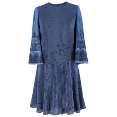 Valentino Metamorphosis Blue Crepe de Chine Mini Dress US 2