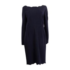 VALENTINO midnight blue wool blend Long Sleeve Sheath Dress 10