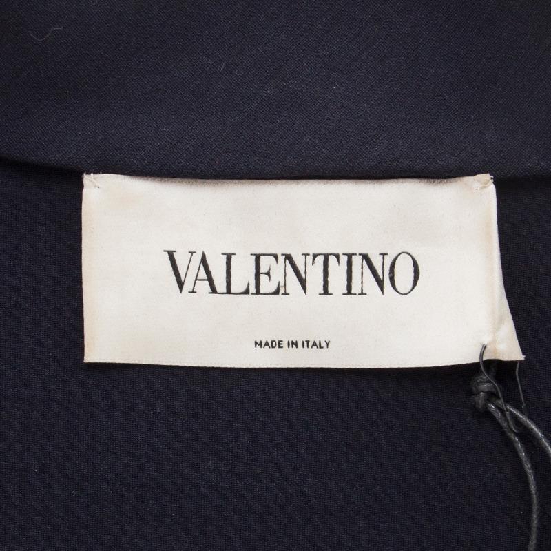 VALENTINO midnight blue wool RUFFLE DETAILED ZIP FRONT Jacket M In Excellent Condition For Sale In Zürich, CH
