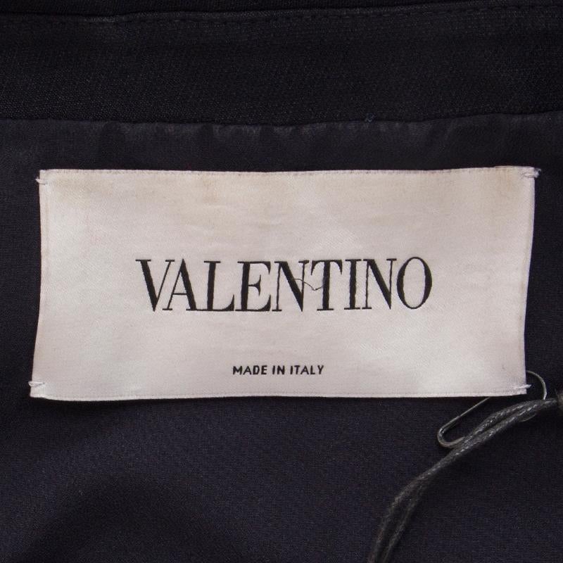 VALENTINO midnight blue wool & silk DOUBLE BREASTED Coat Jacket 42 M In Excellent Condition In Zürich, CH