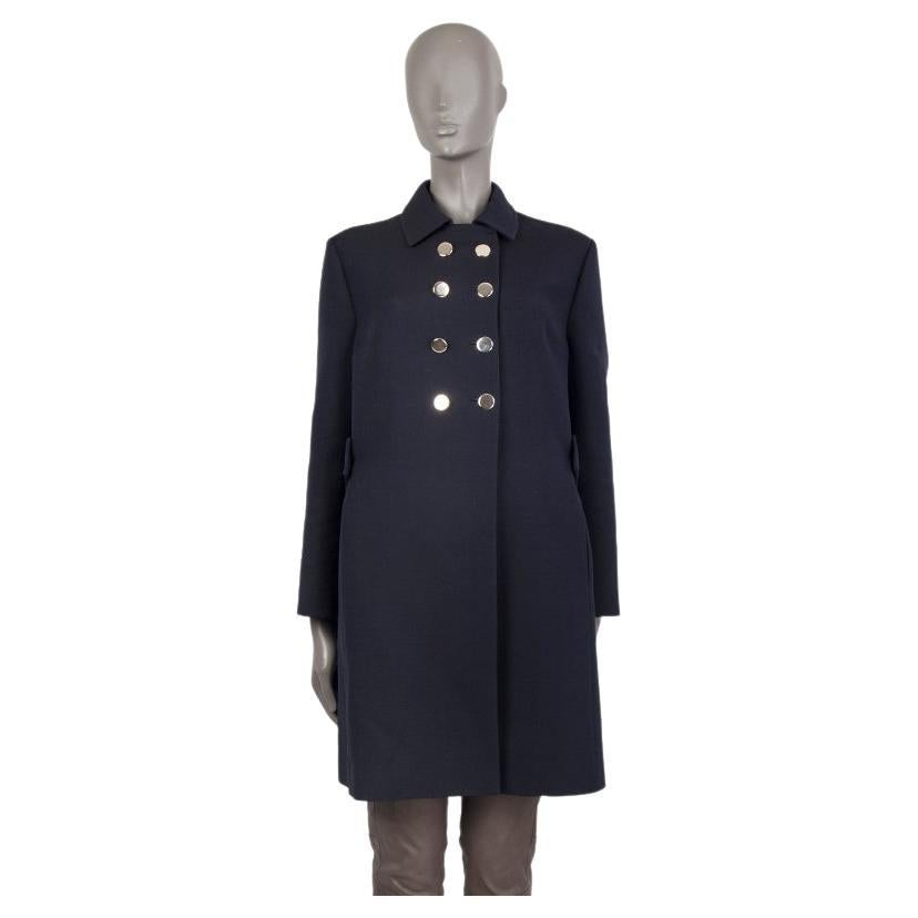 VALENTINO midnight blue wool & silk DOUBLE BREASTED Coat Jacket 42 M