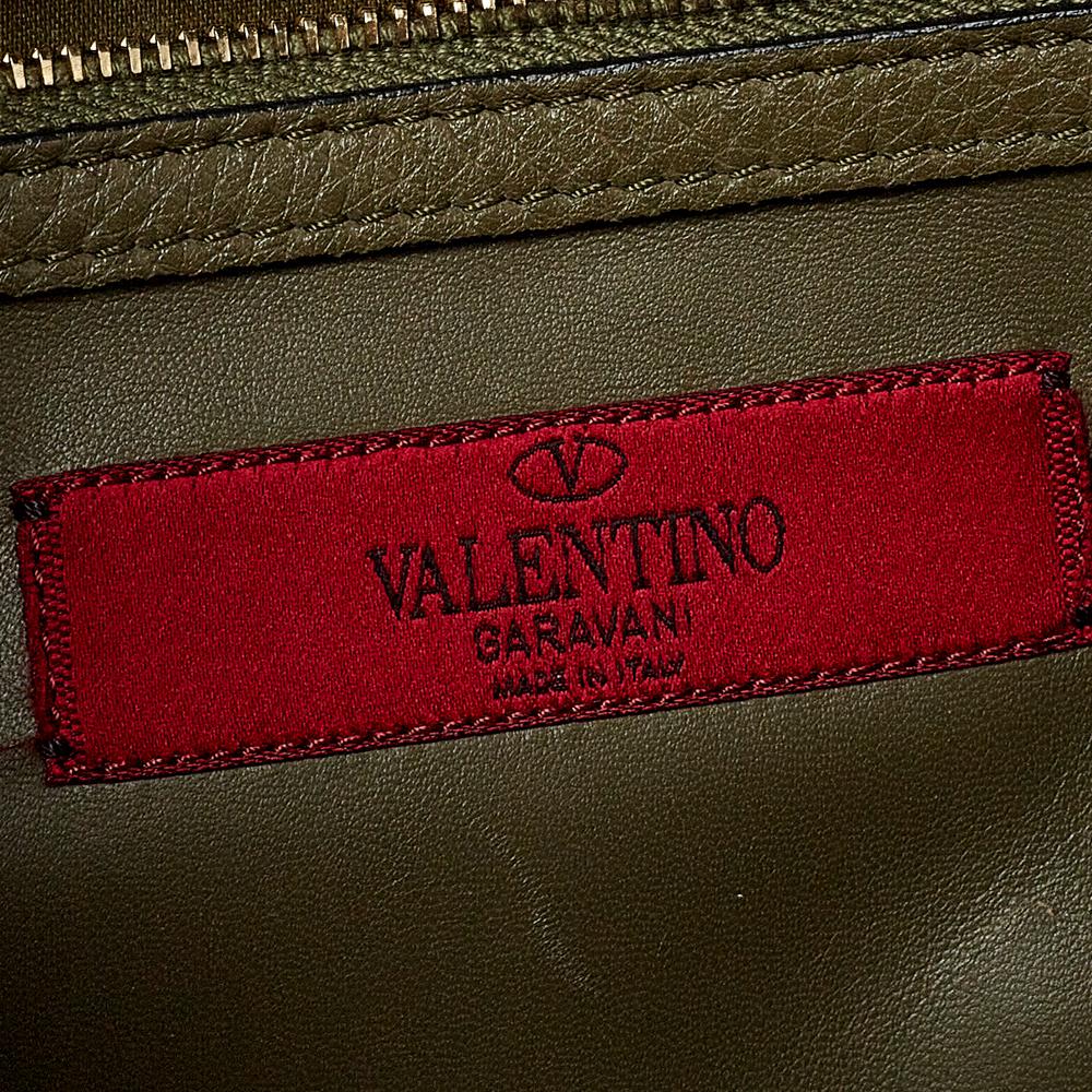 Valentino Military Green V Canvas Rockstud Medium Glam Lock Flap Bag 1
