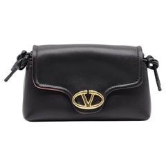 Valentino Mini VLOGO East/West Shoulder Bag Leather in Black