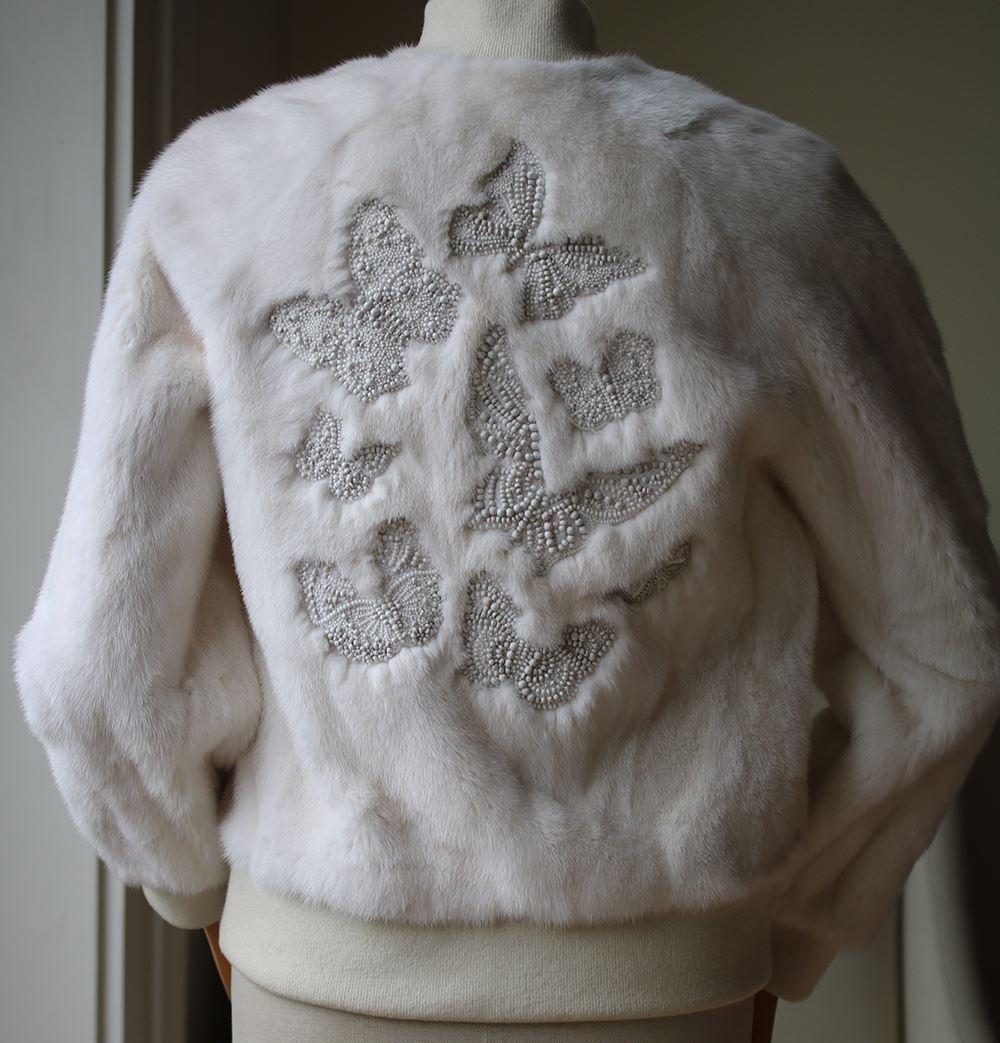 Valentino Mink-Fur Butterfly Embroidered Bomber Jacket In Excellent Condition In London, GB