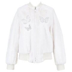 Valentino Mink-Fur Butterfly Embroidered Bomber Jacket
