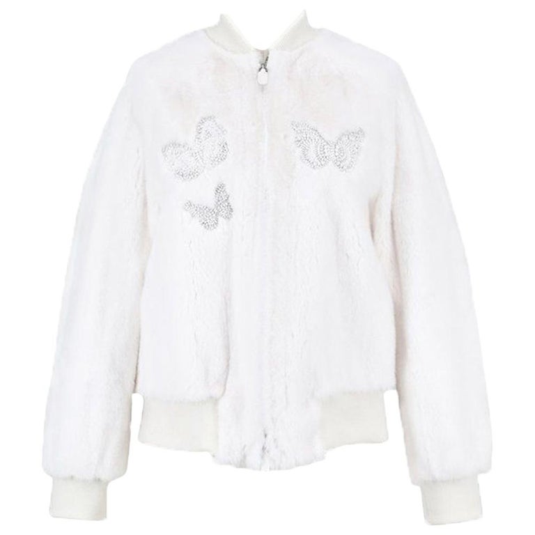 Valentino Mink-Fur Butterfly Embroidered Bomber Jacket at 1stDibs