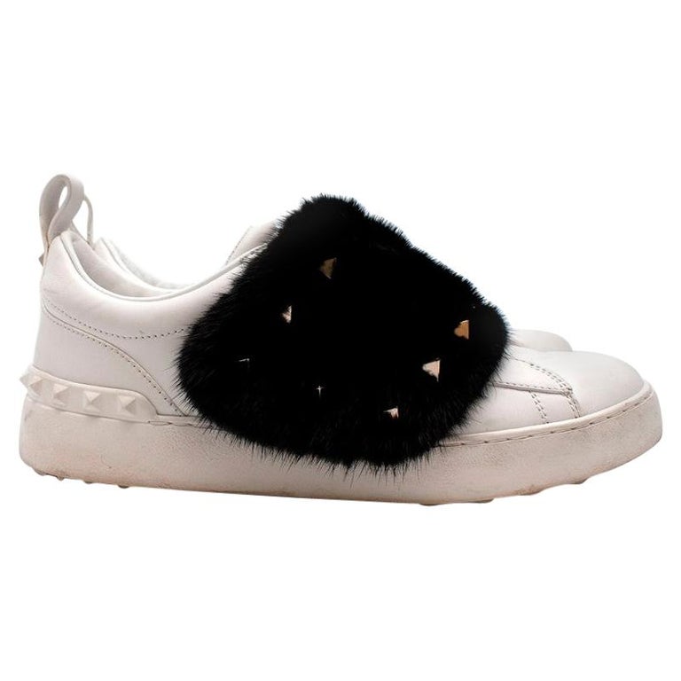 Valentino Mink-fur Rockstud low-top leather trainers - Size 38 For Sale at  1stDibs | valentino hong kong, valentino heels, valentino sneakers