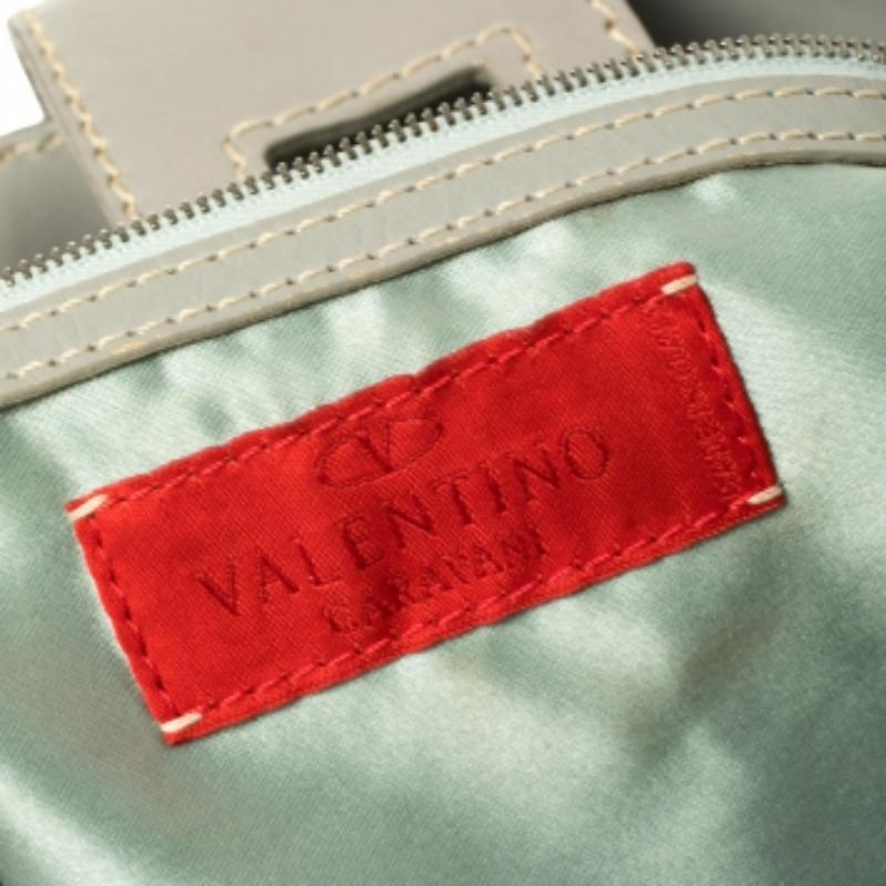 Women's Valentino Mint Blue/Grey Grain Leather Metal Flap Hobo For Sale